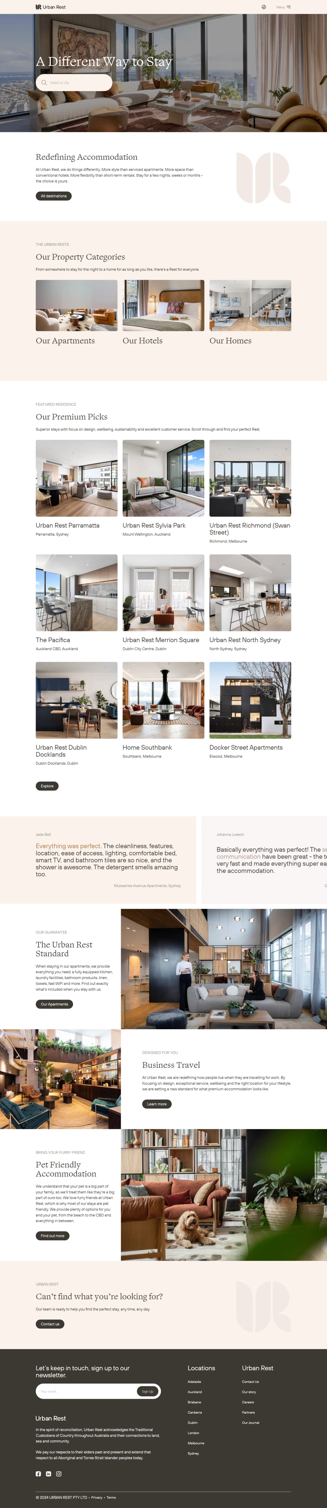 Urban Rest website (Inlight)